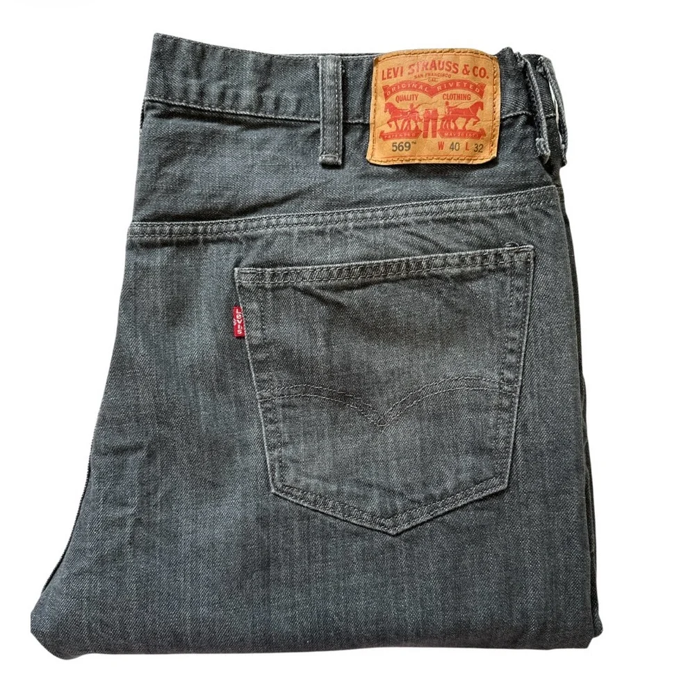 Levi's 569 Loose Straight Fit jeans in a black/gray wash Mens size W40 L32